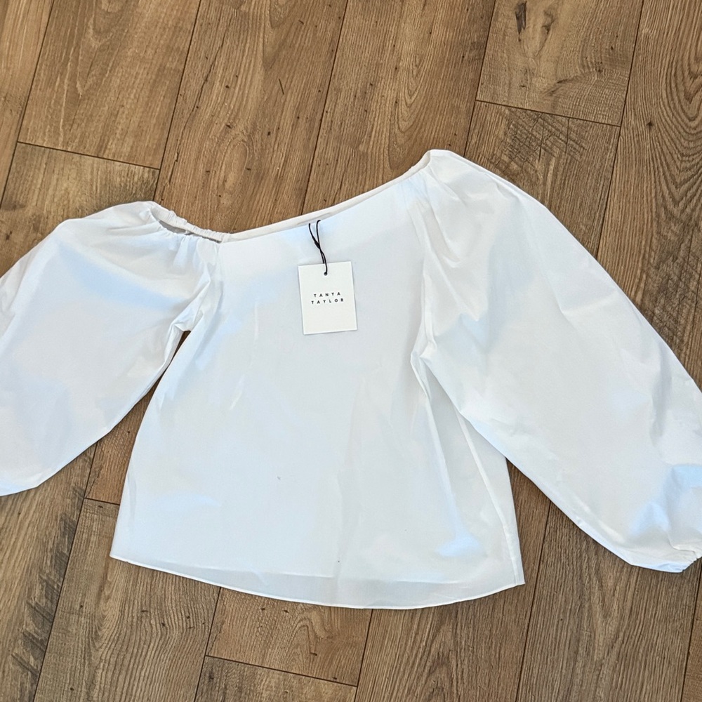 Tanya Taylor Tabitha off the shoulder balloon sleeve white top size 2. NWT